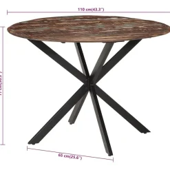 vidaXL Eettafel - Ronde tafel - Massief gerecycled hout en staal - Ø110 cm Sale