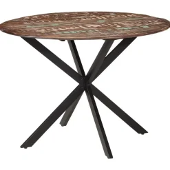 vidaXL Eettafel - Ronde tafel - Massief gerecycled hout en staal - Ø110 cm Sale