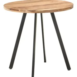 vidaXL Eettafel - Ronde tafel - Massief acaciahout en ijzer - Ø80 cm Hot