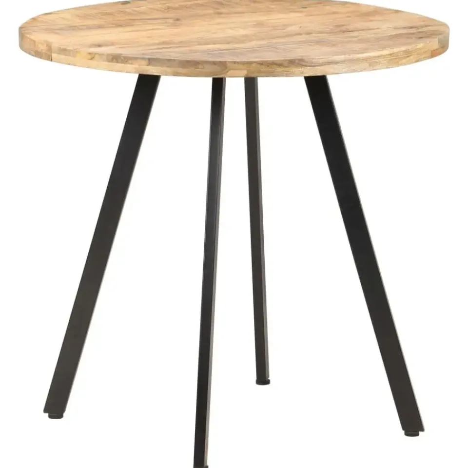 vidaXL Eettafel - Ronde tafel - Ruw mangohout en ijzer - Ø80 cm Best
