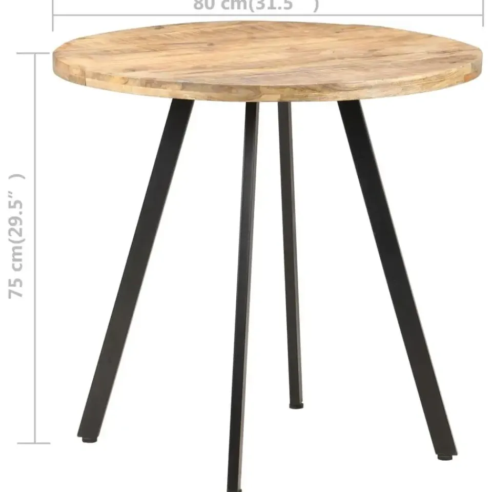 vidaXL Eettafel - Ronde tafel - Ruw mangohout en ijzer - Ø80 cm Best