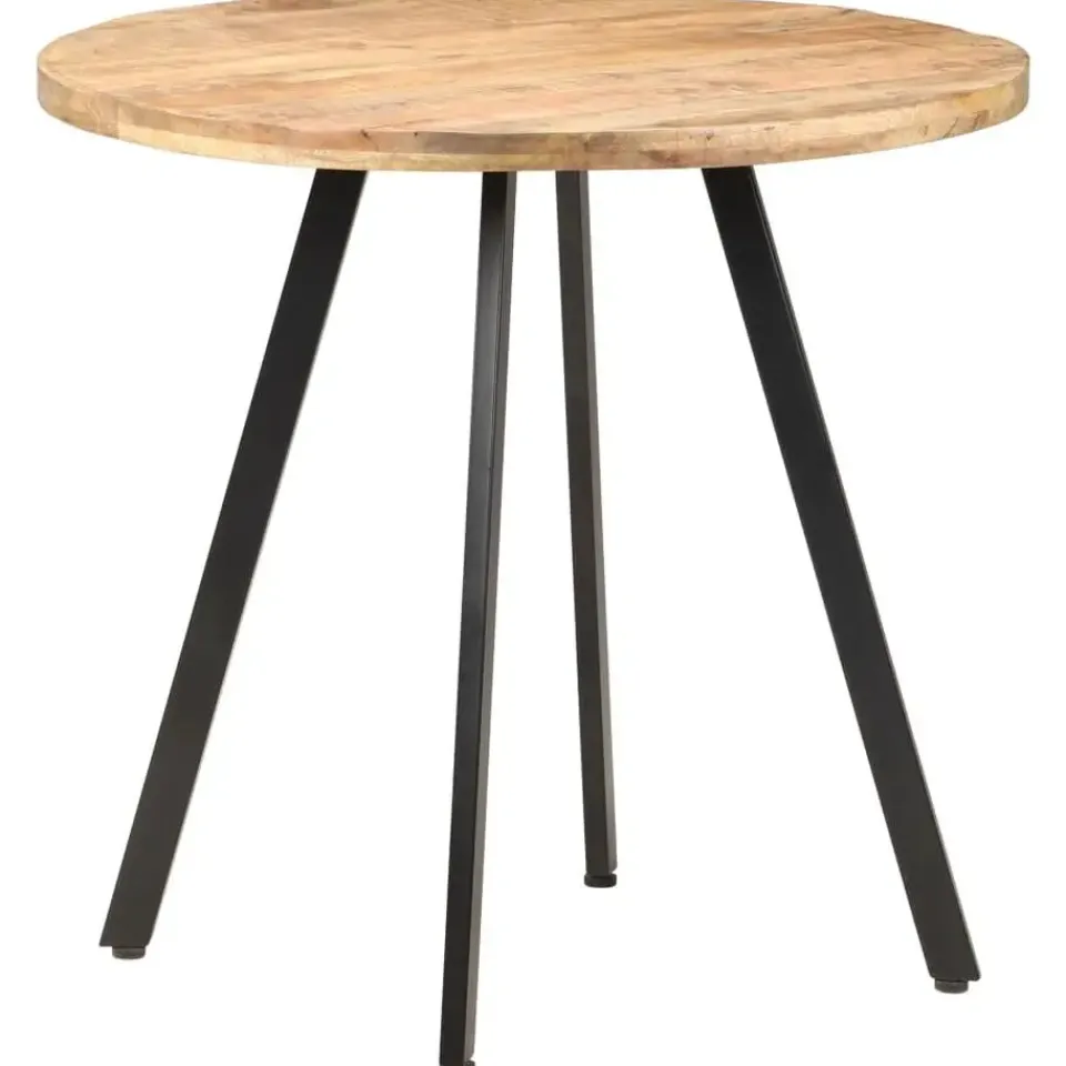 vidaXL Eettafel - Ronde tafel - Ruw mangohout en ijzer - Ø80 cm Best