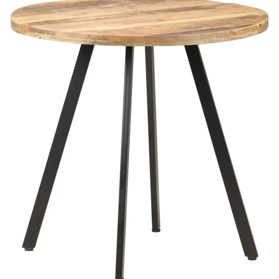 vidaXL Eettafel - Ronde tafel - Ruw mangohout en ijzer - Ø80 cm Best