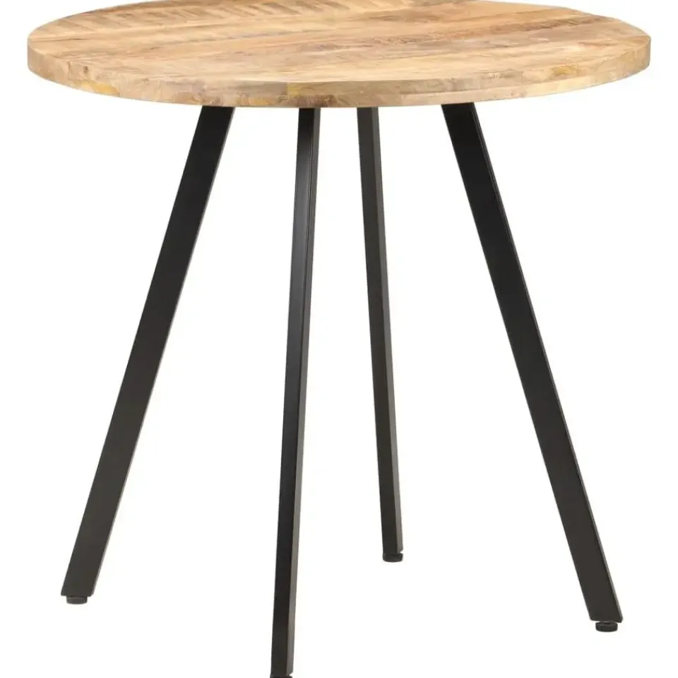 vidaXL Eettafel - Ronde tafel - Ruw mangohout en ijzer - Ø80 cm Best
