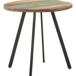 vidaXL Eettafel - Ronde tafel - Massief gerecycled hout en ijzer - Ø80 cm Outlet