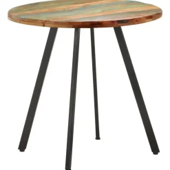 vidaXL Eettafel - Ronde tafel - Massief gerecycled hout en ijzer - Ø80 cm Outlet