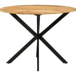 vidaXL Eettafel - Ronde tafel - Massief mangohout en staal - Ø110 cm Online