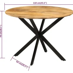 vidaXL Eettafel - Ronde tafel - Massief mangohout en staal - Ø110 cm Online