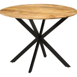 vidaXL Eettafel - Ronde tafel - Massief mangohout en staal - Ø110 cm Online
