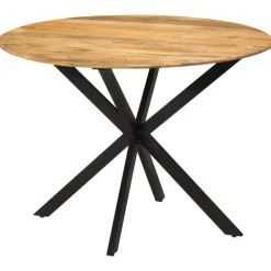 vidaXL Eettafel - Ronde tafel - Massief mangohout en staal - Ø110 cm Online