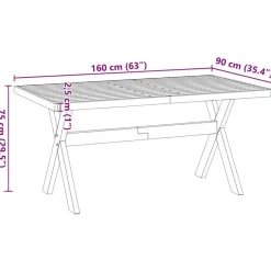 vidaXL Eettafel NOAIN met X-poten - Naturel - Massief grenenhout - 160x90 cm Best