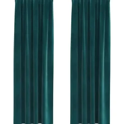 vidaXL Gordijnen - Verduisterend - 140x245 cm - Donkergroen - Fluweel - 2 Stuks New