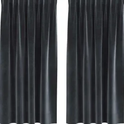 vidaXL Gordijnen - Verduisterend - Donkergrijs - 140x175 cm - Fluweel - 2 Stuks Sale