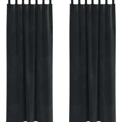 vidaXL Gordijnen met lussen - Verduisterend - Zwart Fluweel - 140x245 cm - 2 St. Sale