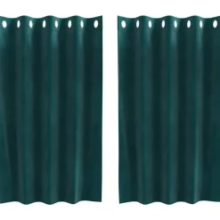 vidaXL Gordijnen met ringen - Donkergroen - 140x140 cm - Fluweel - 2 Stuks Sale