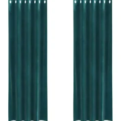 vidaXL Gordijnen met ringen - Donkergroen - 140x225 cm - Fluweel - 2 Stuks