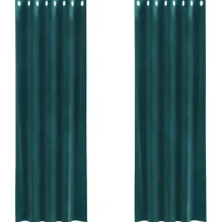 vidaXL Gordijnen met ringen - Donkergroen - 140x245 cm - Fluweel - 2 Stuks Hot
