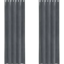 vidaXL Gordijnen met ringen - Lichtgrijs - 140x225 cm - Fluweel - 2 Stuks Outlet