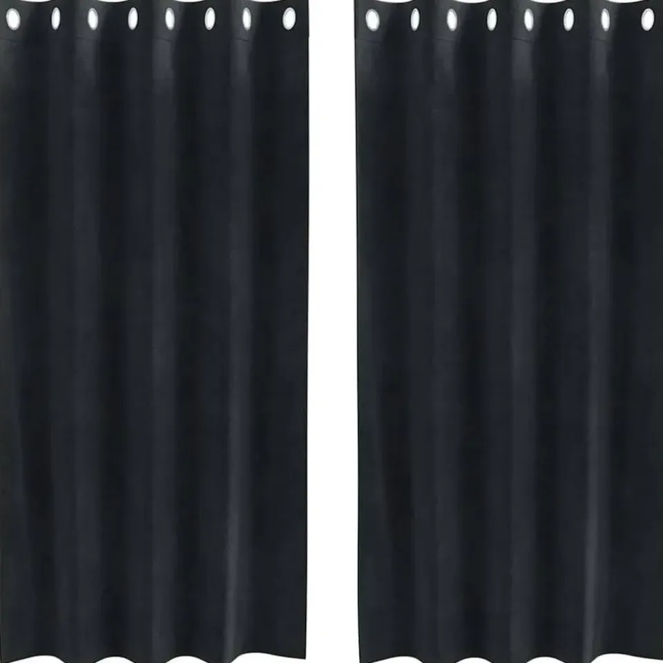 vidaXL Gordijnen met ringen - Verduisterend - Zwart Fluweel - 140x175 cm - 2 St. Online