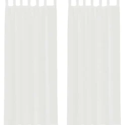 vidaXL Gordijnen van voile met lussen - Wit - 140x260 cm - Stof - 2 Stuks Sale