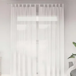 vidaXL Gordijnen van voile met lussen - Wit - 140x260 cm - Stof - 2 Stuks Sale