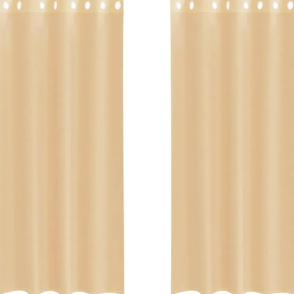 vidaXL Gordijnen van voile met ringen - Zand - 140x245 cm - Stof - 2 Stuks