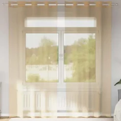 vidaXL Gordijnen van voile met ringen - Zand - 140x245 cm - Stof - 2 Stuks