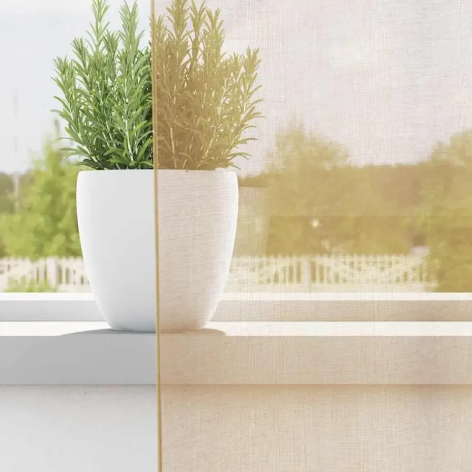 vidaXL Gordijnen van voile met ringen - Zand - 140x245 cm - Stof - 2 Stuks