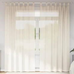 vidaXL Gordijnen van voile met lussen - Crème - 140x245 cm - Stof - 2 Stuks New