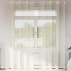 vidaXL Gordijnen van voile met ringen - Crème - 140x225 cm - Stof - 2 Stuks Online