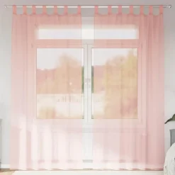 vidaXL Gordijnen van voile met lussen - Roze - 140x245 cm - Stof - 2 Stuks Online