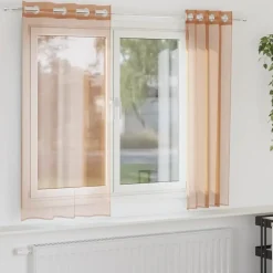 vidaXL Gordijnen van voile met ringen - Terracotta - 140x175 cm - Stof - 2 Stuks Clearance