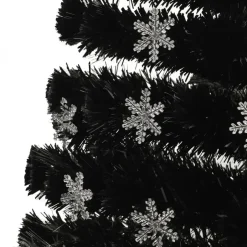 vidaXL Kerstboom met LED-sneeuwvlokken 120 cm glasvezel zwart Outlet