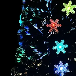 vidaXL Kerstboom met LED-sneeuwvlokken 120 cm glasvezel zwart Outlet