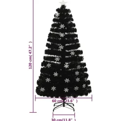 vidaXL Kerstboom met LED-sneeuwvlokken 120 cm glasvezel zwart Outlet