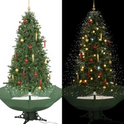 vidaXL Kerstboom sneeuwend met paraplubasis 190 cm groen