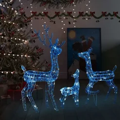 vidaXL Kerstversiering rendierfamilie 300 LED's blauw acryl Discount