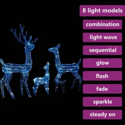 vidaXL Kerstversiering rendierfamilie 300 LED's blauw acryl Discount
