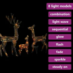 vidaXL Kerstversiering rendierfamilie 300 LED's meerkleurig acryl Best