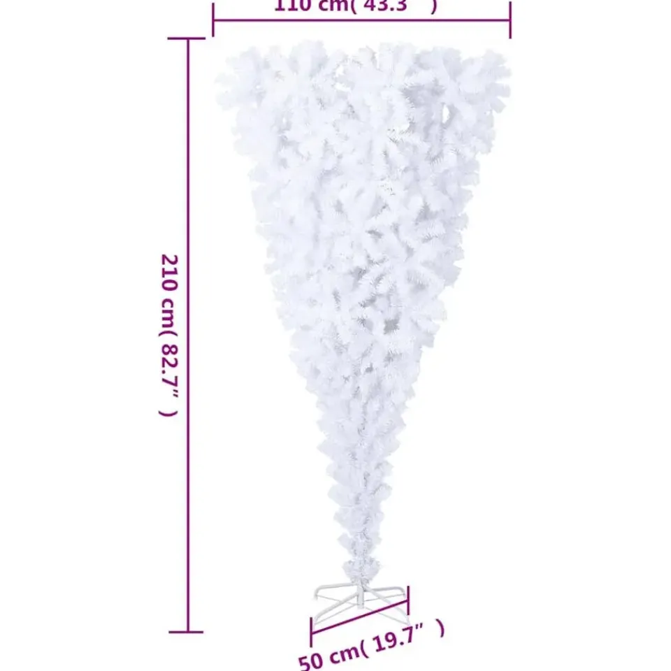 vidaXL Kunstkerstboom met standaard omgekeerd 210 cm wit Best