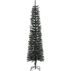 vidaXL Kunstkerstboom met standaard smal 210 cm PVC groen Outlet