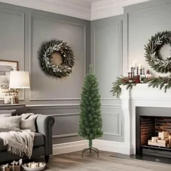 vidaXL Kunstkerstboom met standaard smal 120 cm PVC groen Clearance