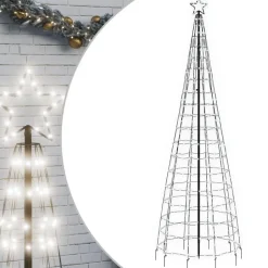vidaXL LED-kerstboom met spikes 570 LEDs koud wit 300 cm New