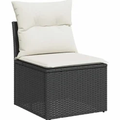 vidaXL Loungebank 2 zits met crème kussens poly rattan - Zwart 110x62x69 cm Discount