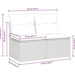 vidaXL Loungebank 2 zits met crème kussens poly rattan - Zwart 110x62x69 cm Discount