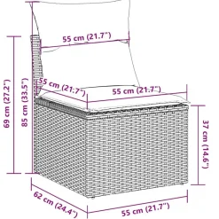 vidaXL Loungebank 2 zits met crème kussens poly rattan - Zwart 110x62x69 cm Discount