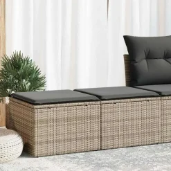 vidaXL Loungebank 2 zits met kussens poly rattan - Grijs krukken 110x55x37 cm New