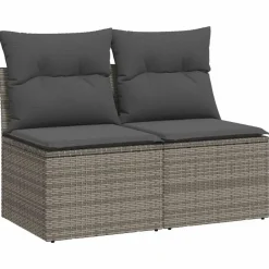 vidaXL Loungebank 2 zits met kussens poly rattan - Grijs 110x62x69 cm Sale