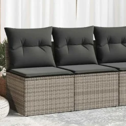 vidaXL Loungebank 2 zits met kussens poly rattan - Grijs 110x62x69 cm Sale