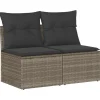 vidaXL Loungebank 2 zits met kussens poly rattan - Grijs - 110x62x69 cm Online